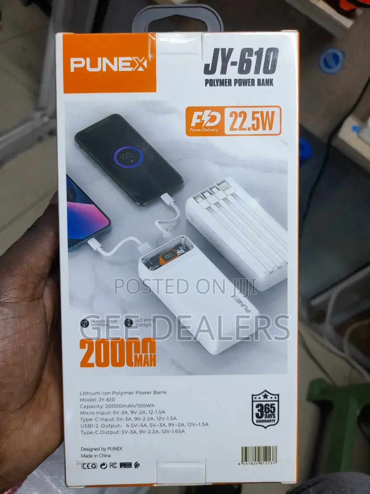 Punex Power Bank 20000mah ,Original Power Bank With Cables