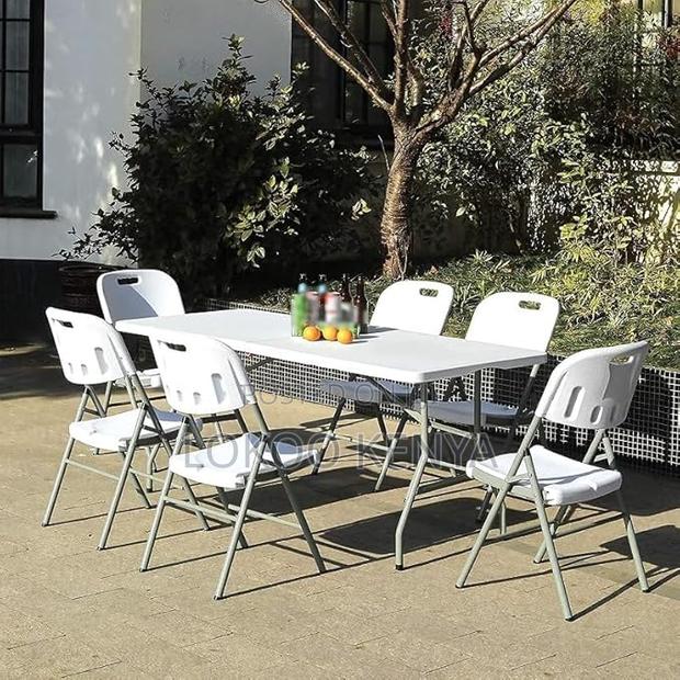 Dining Table: 6-Seater White Foldable Dining Table - thumbnail 2
