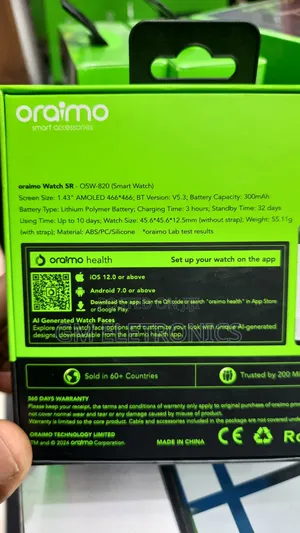 Oraimo Watch 5r 1.43'' Amoled Ip68 Smart Watch.