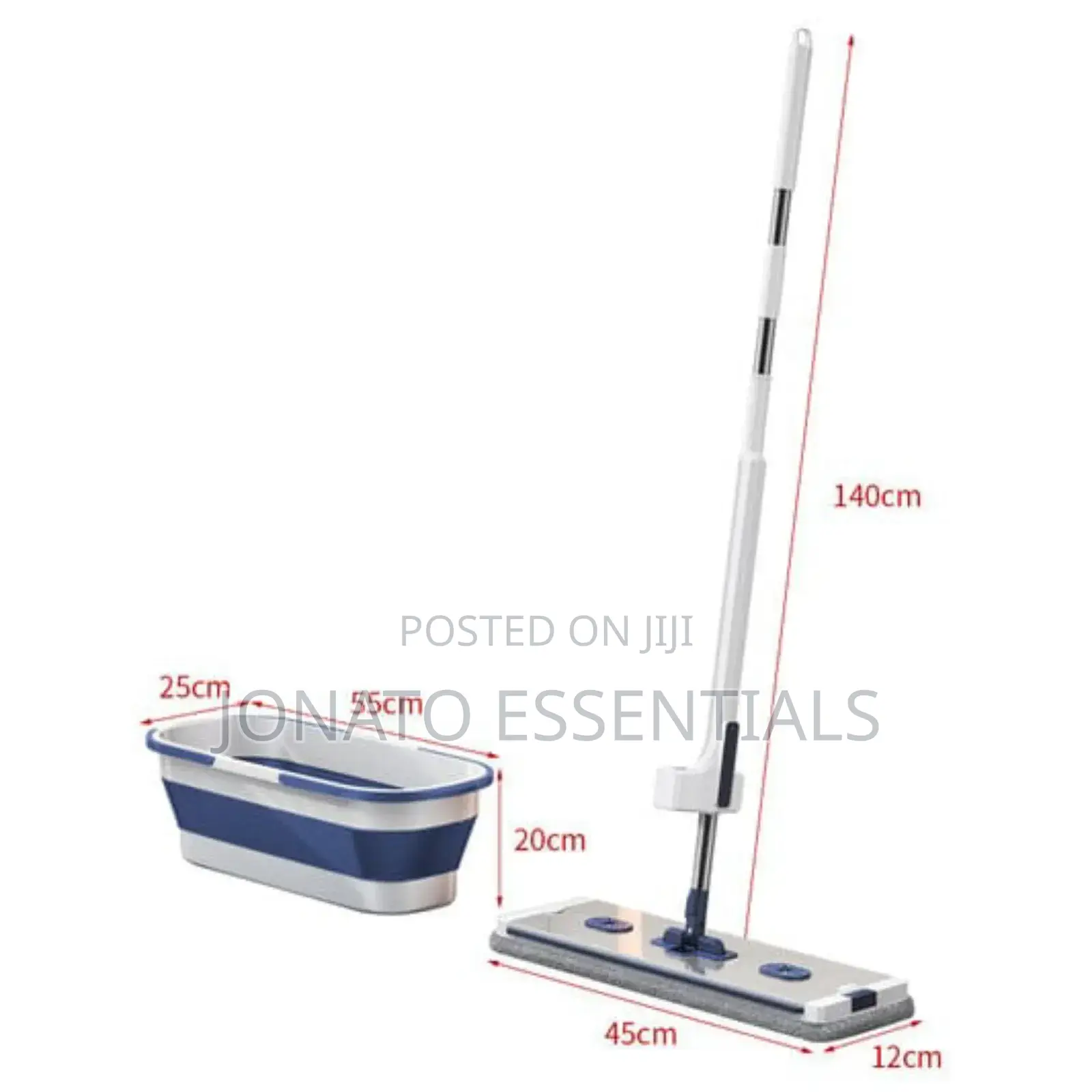 Self Wringing Hand Wash Free Flat Mop With Foldable Bucket