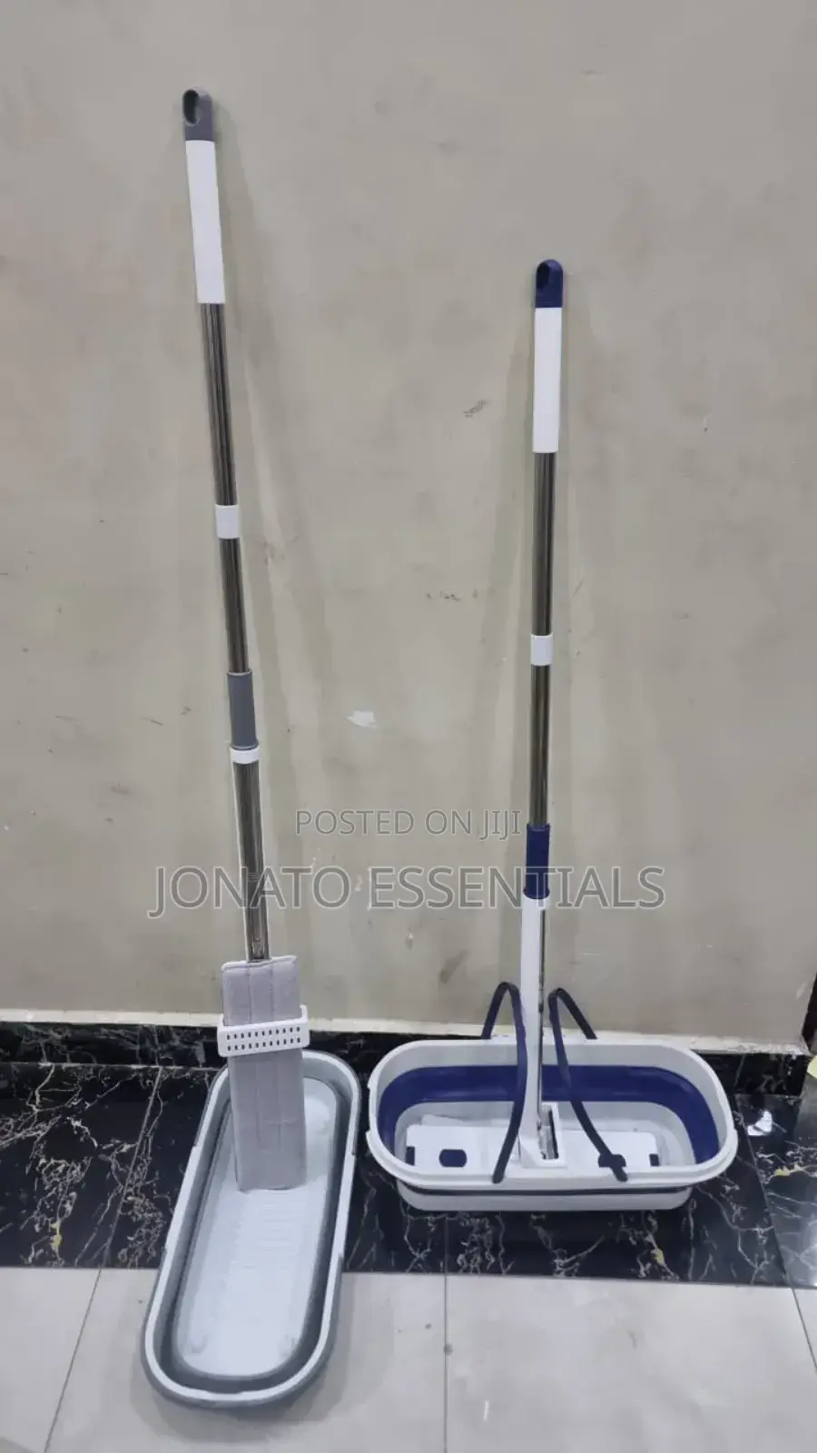 Self Wringing Hand Wash Free Flat Mop With Foldable Bucket