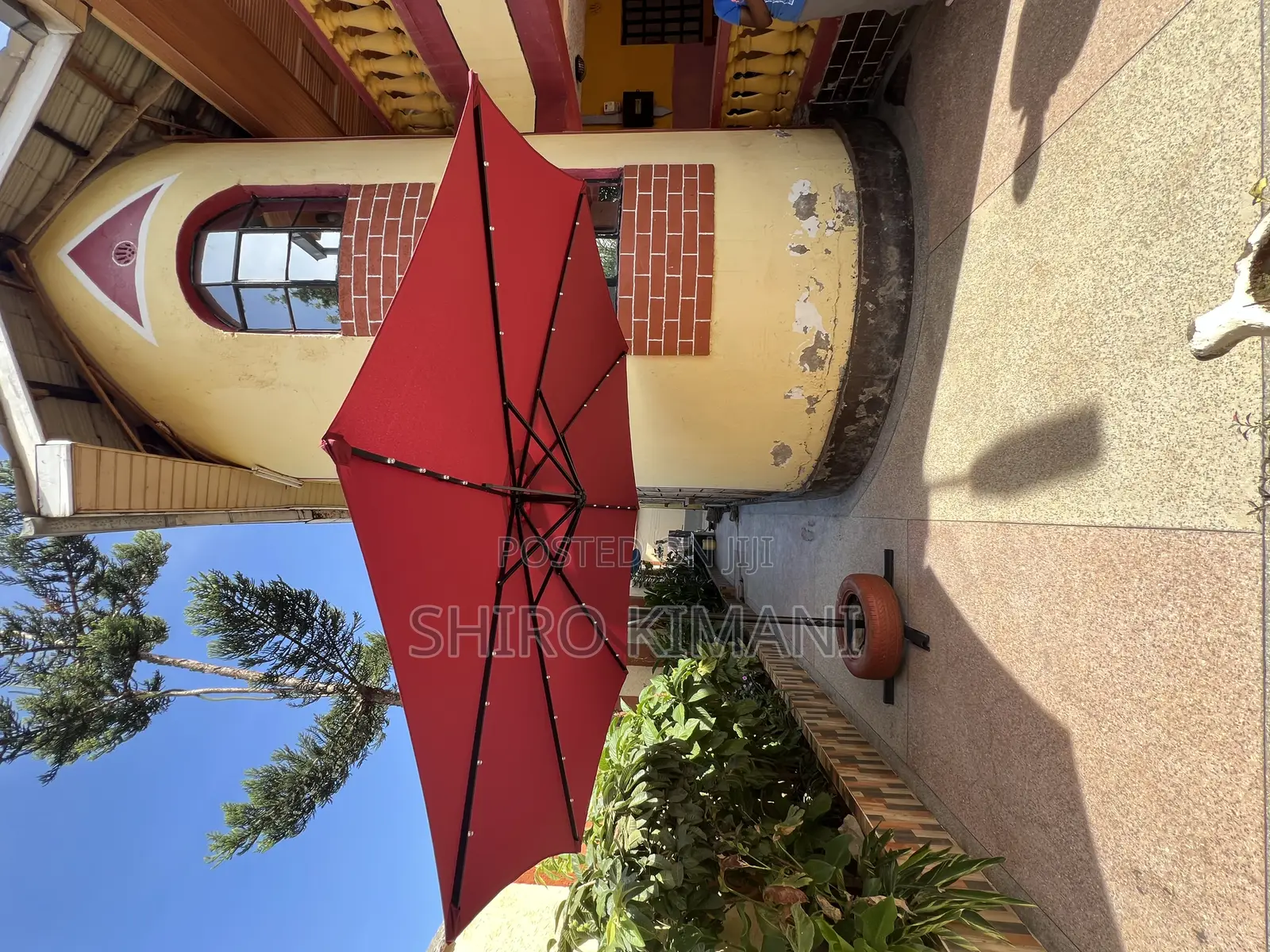 New Garden and Rooftop Maroon Parasol With Solar Lights