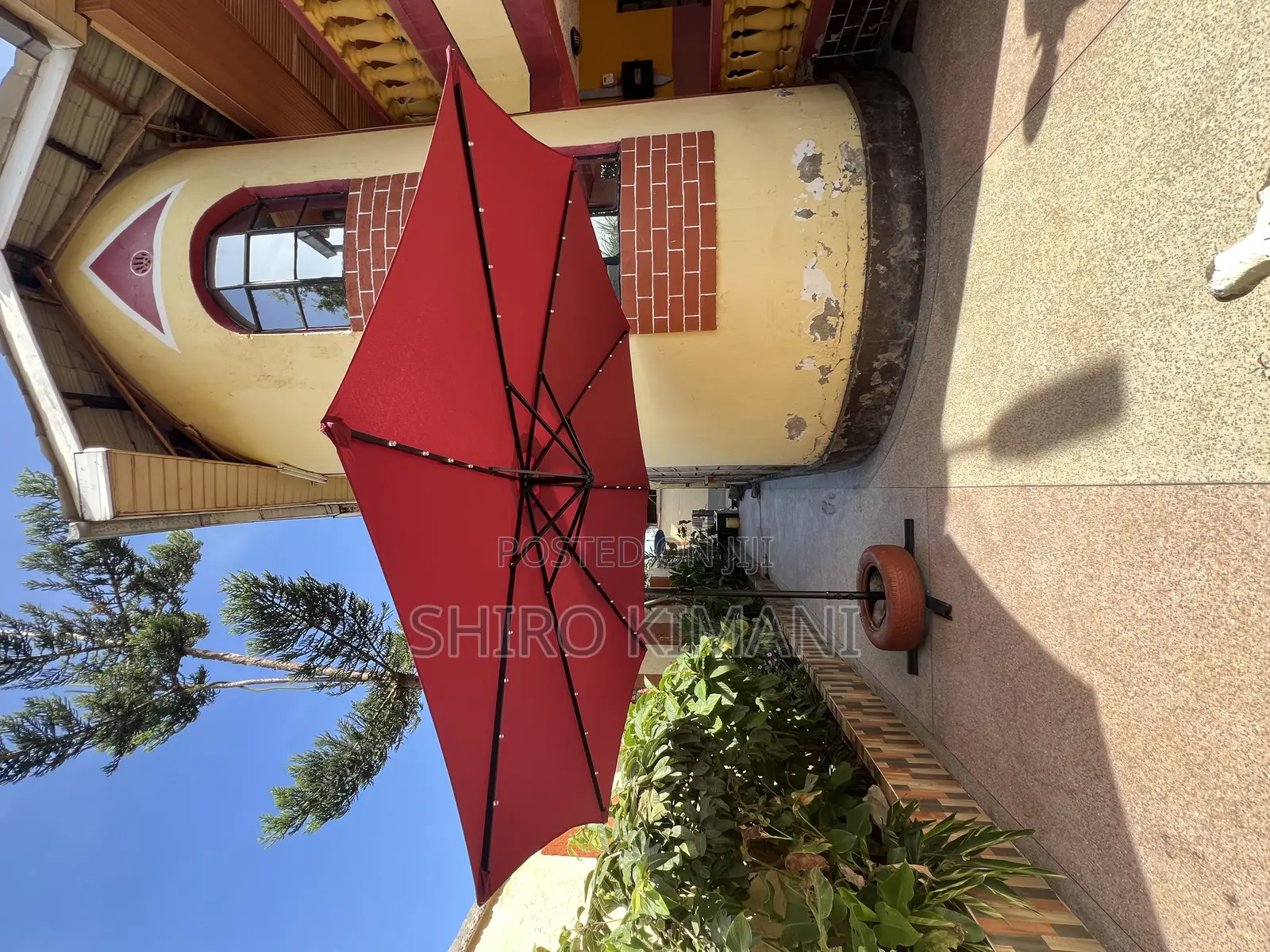 New Garden and Rooftop Maroon Parasol With Solar Lights