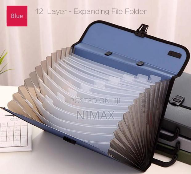 Expanding Blue File Folder With Pockets - thumbnail 2