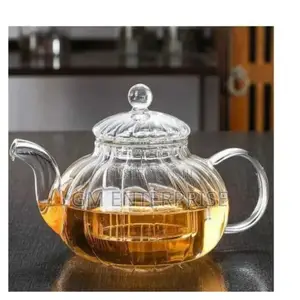 Stripped High Borosilicate Glass Tea/Coffee Pot