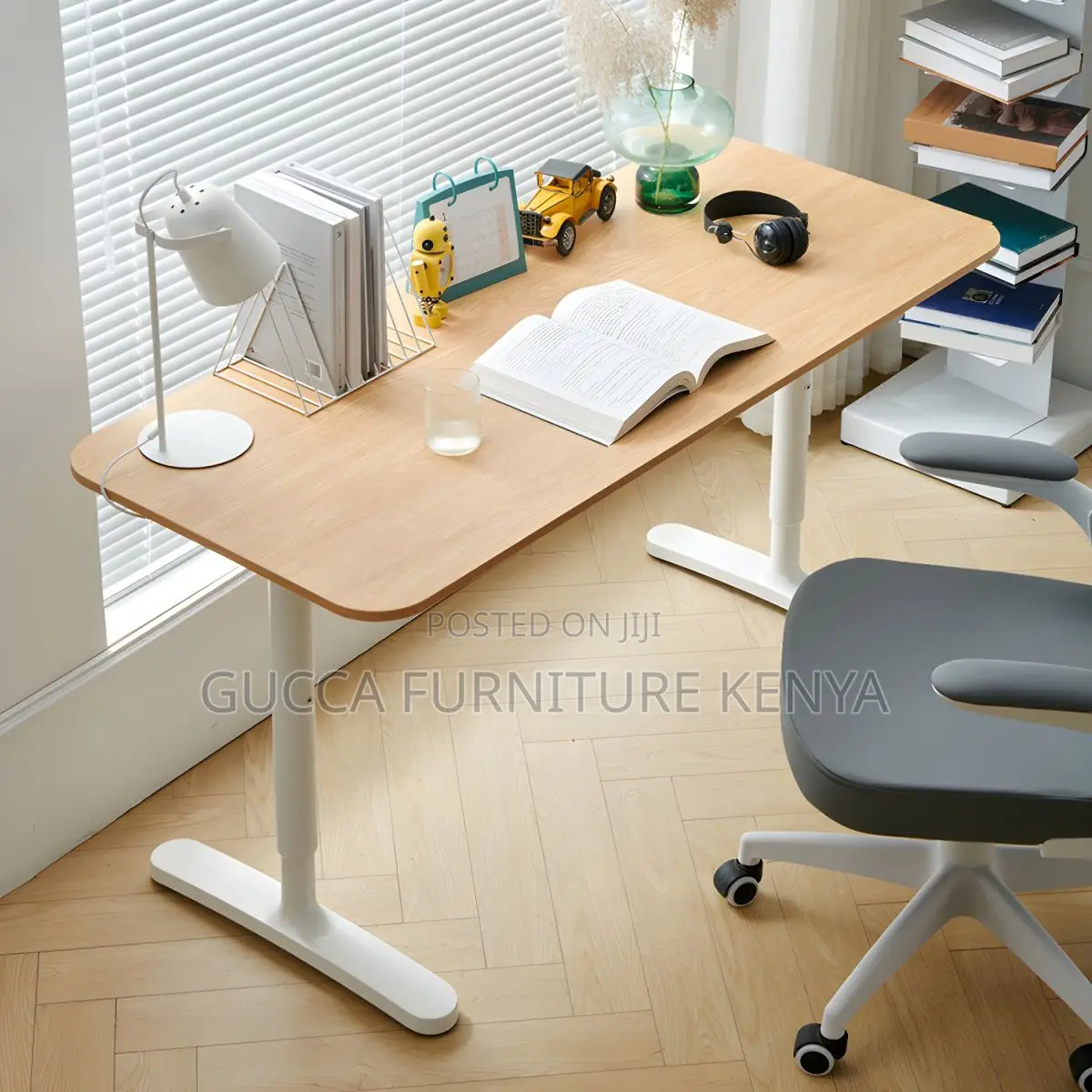 Office Tables:140cm Adjustable Height Desk for Home Office