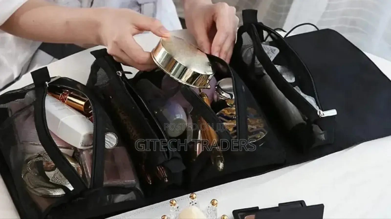4 In1 Cosmetic Bag Nylon Mesh Detachable Makeup Box
