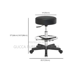 Home Chairs: Modern Sleek Black Faux Leather Round Stool