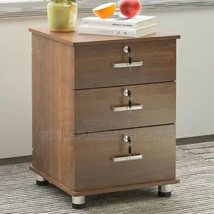 Cabinets: 3-Drawer Vertical Wood Simple Mobile Cabinet