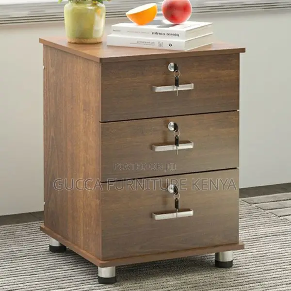 Cabinets: 3-Drawer Vertical Wood Simple Mobile Cabinet