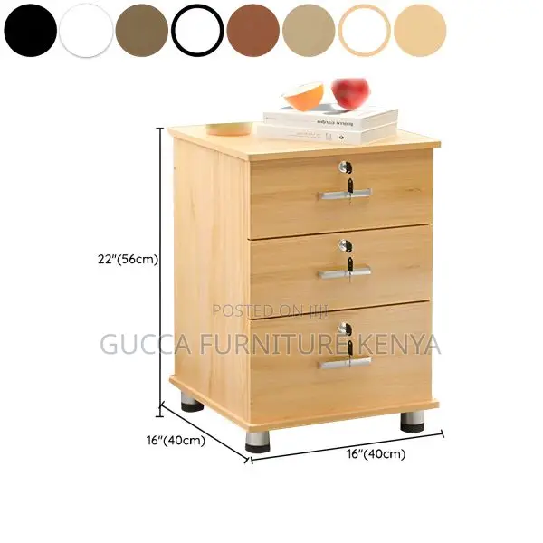Cabinets: 3-Drawer Vertical Wood Simple Mobile Cabinet