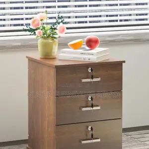 Cabinets: 3-Drawer Vertical Wood Simple Mobile Cabinet