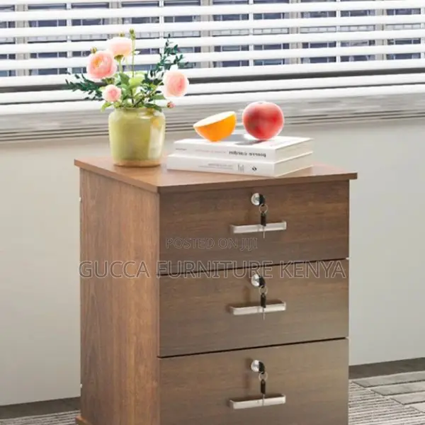 Cabinets: 3-Drawer Vertical Wood Simple Mobile Cabinet