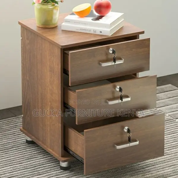 Cabinets: 3-Drawer Vertical Wood Simple Mobile Cabinet