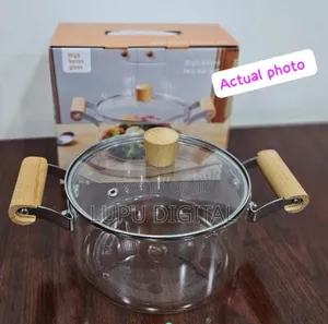 Wooden Handle High Boron Heavy Borosilicate Glass Cookware