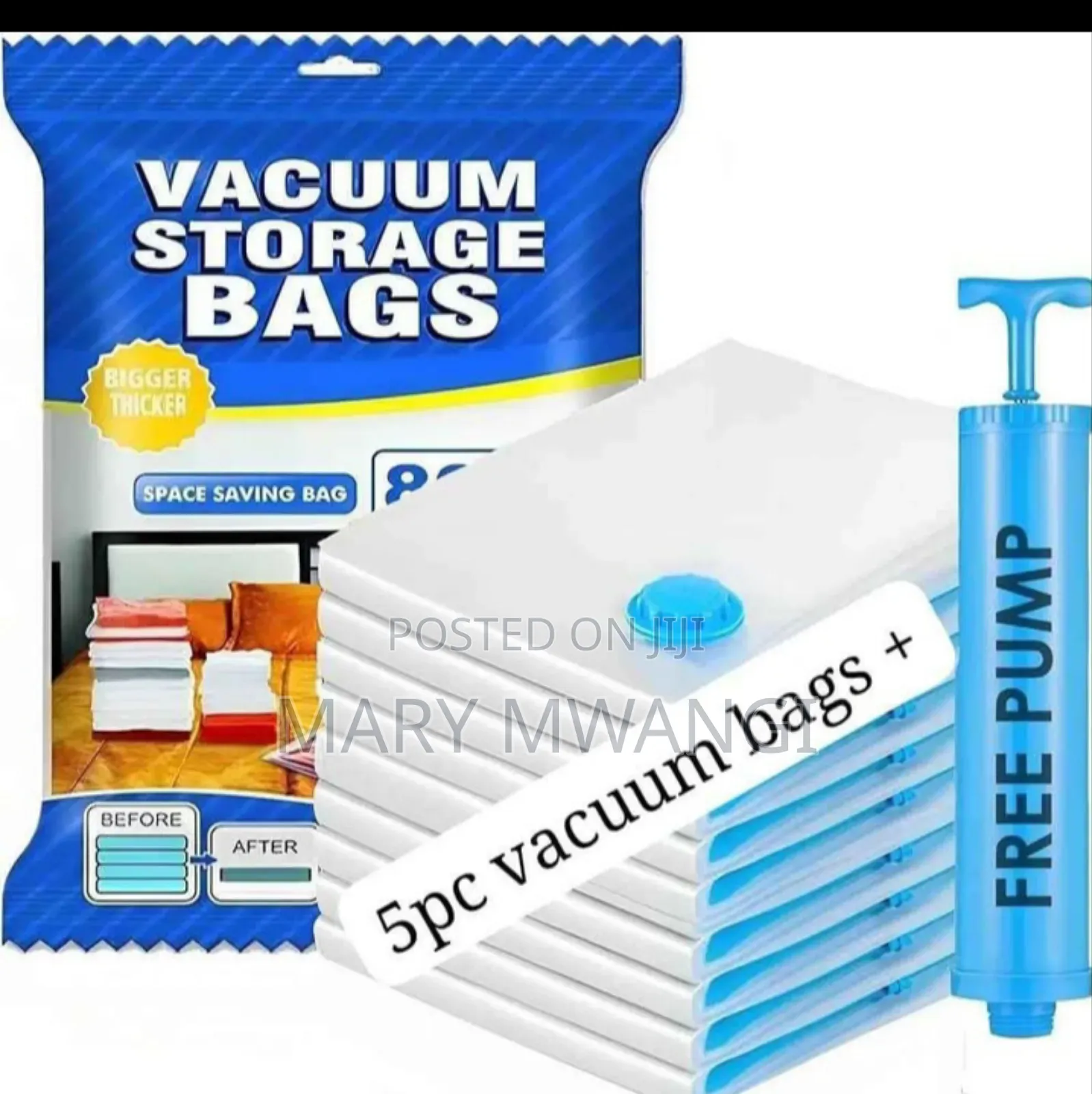 5 PCS Vacuum Bags Home Organizer +Pump