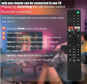 Sony Voice Remote for Smart Tv XBR/Kd/Xr Series X800h X950g