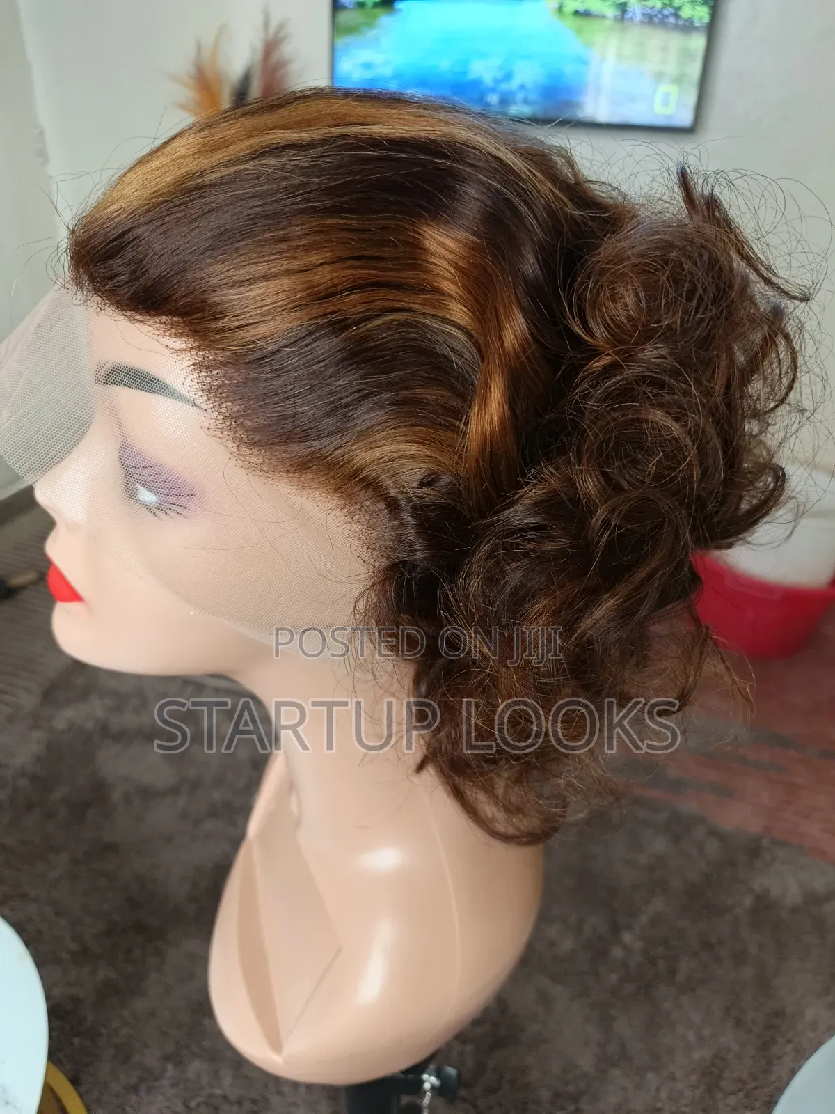 4/27 Short Bob Highlight Human Hair Wig + Free 