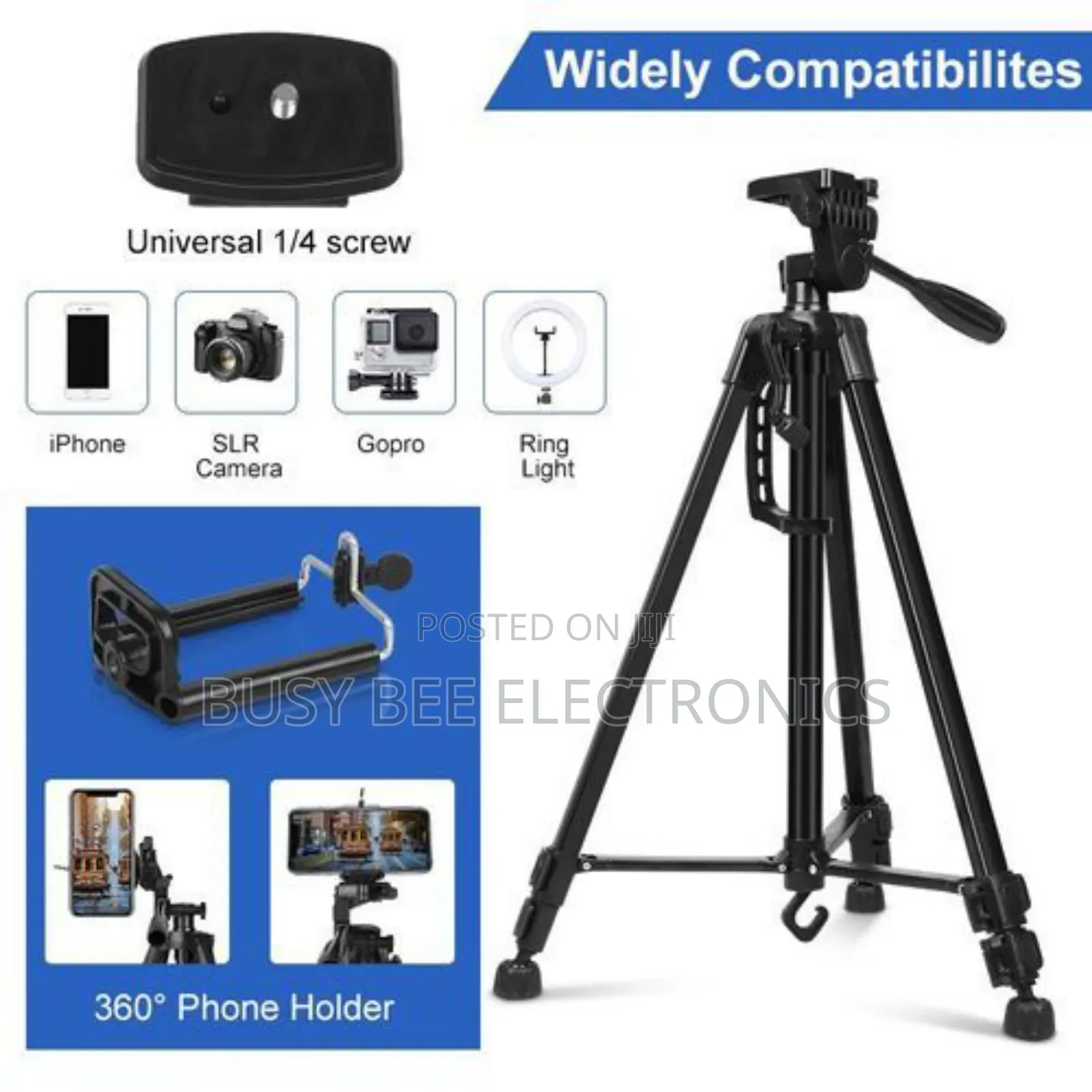 Adjustable 106cm Tripod Phone Stand + Holder 3120a