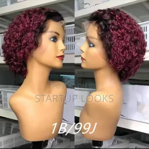 1b/99j Pixie Human Hair Wig + Free 