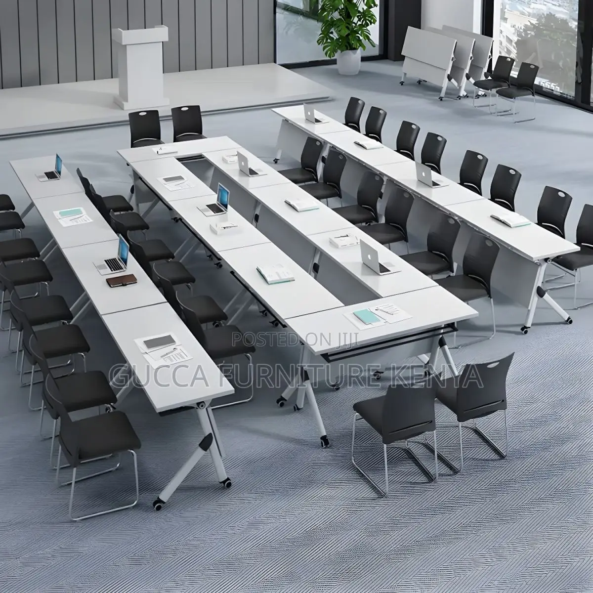 Office Tables:120cm Modern Table With Foldable Trestle Base