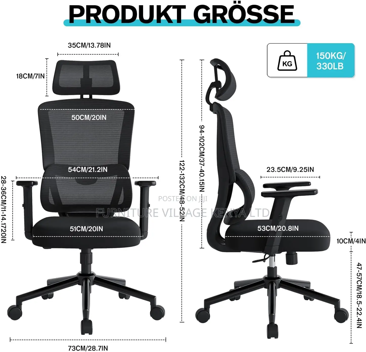 Ergonomic Desk Chair With Adjustable Headrest