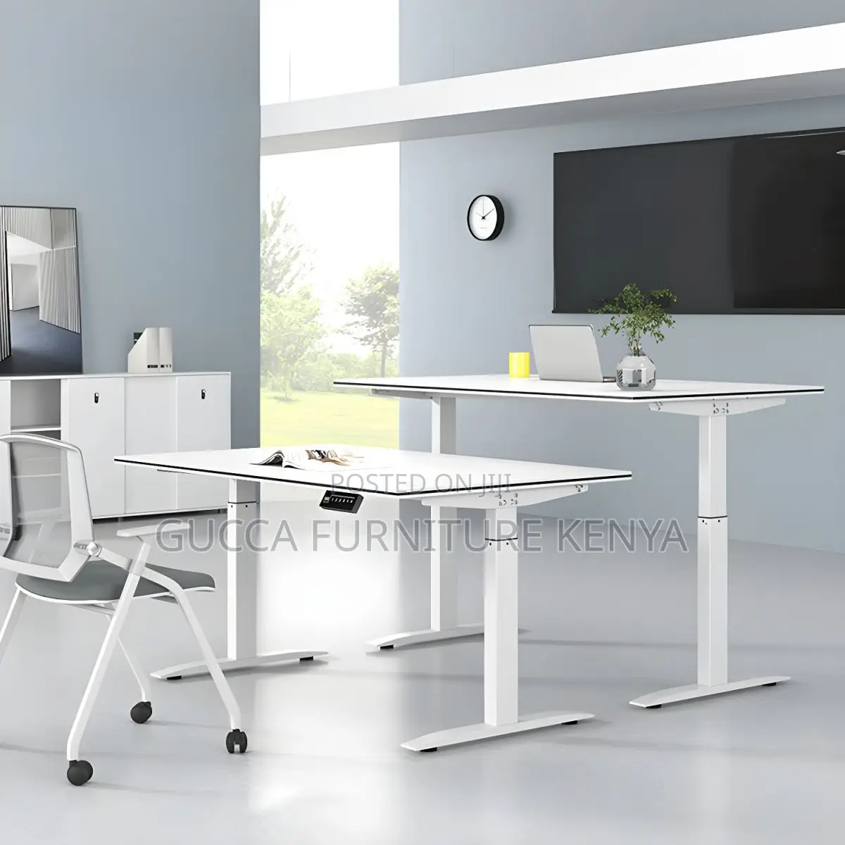 Office Tables:Wood Top120cm Versatile Height Adjustable Desk
