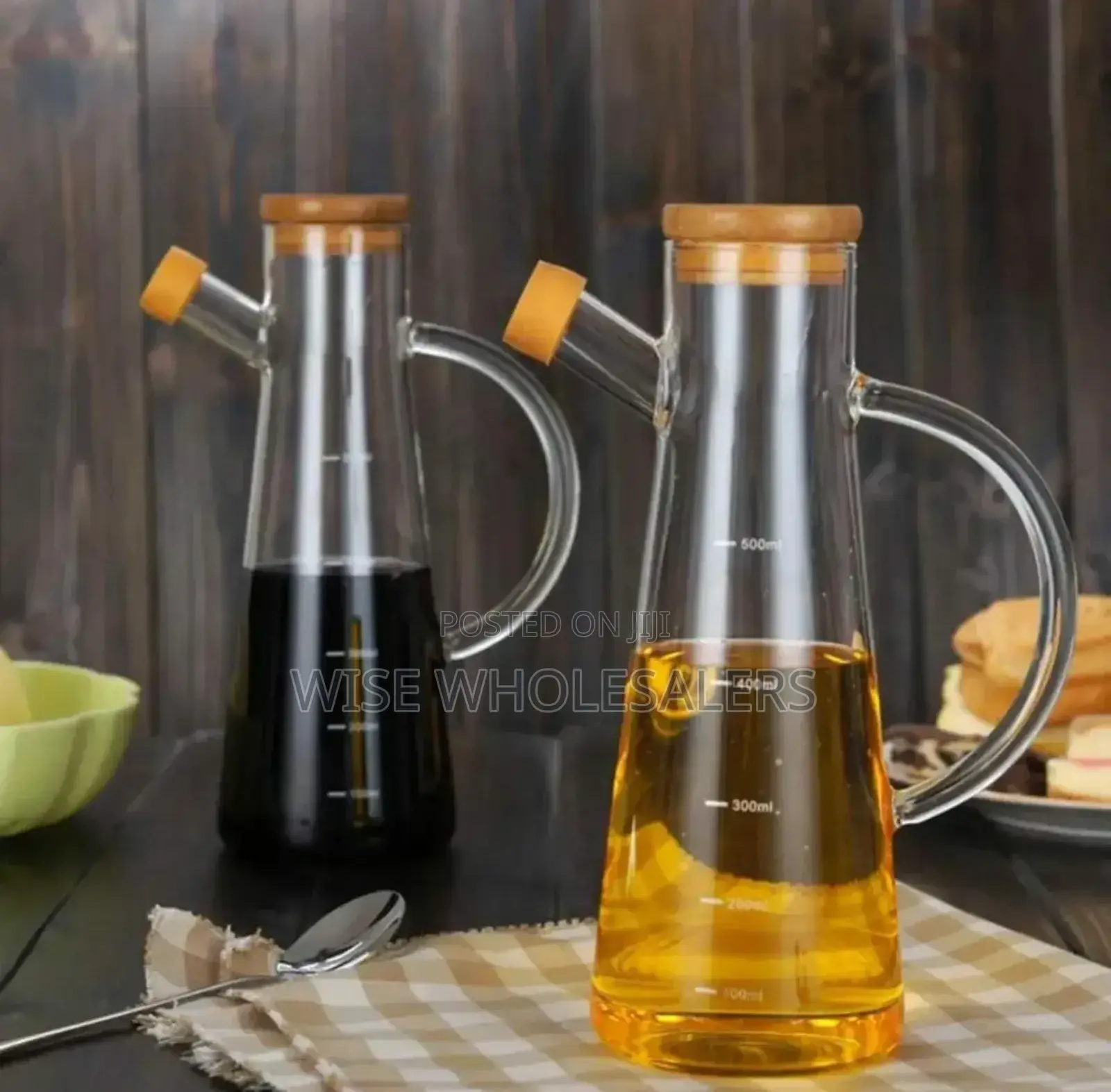 Glass Oil/Vinegar Jar With Bamboo Lid 580ml