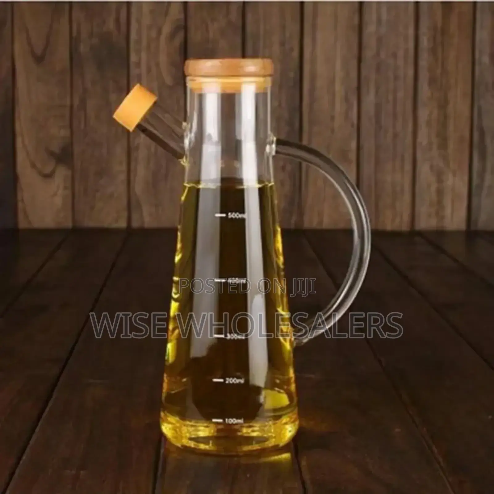 Glass Oil/Vinegar Jar With Bamboo Lid 580ml