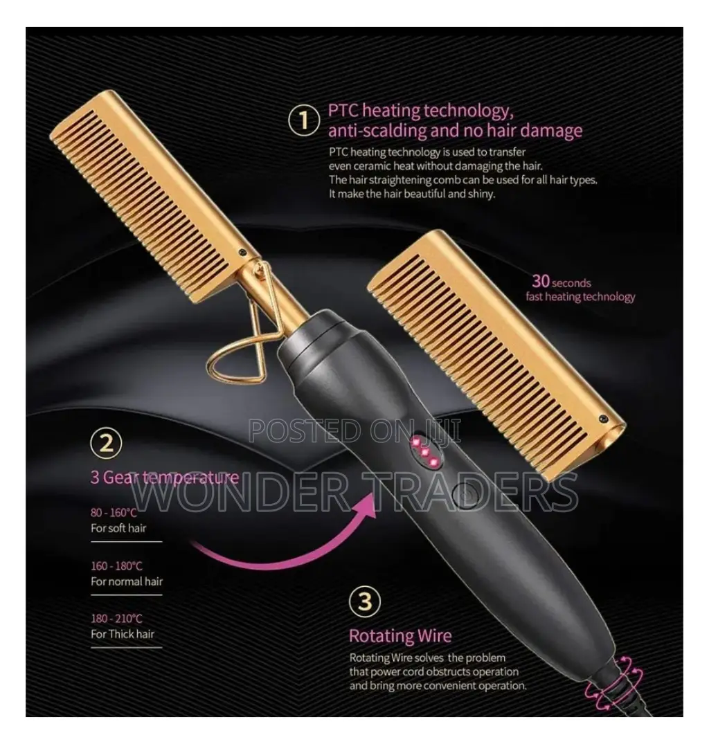 Gold Ceramic Professional Hot Press Comb