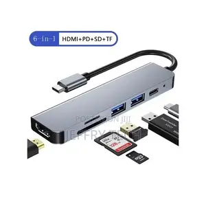 6 in 1 Usb Hub Type - C Vers Hdmi Compatible Vga Rj45