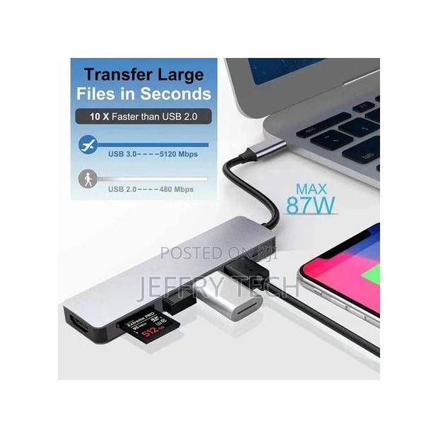 6 in 1 Usb Hub Type - C Vers Hdmi Compatible Vga Rj45 - thumbnail 2