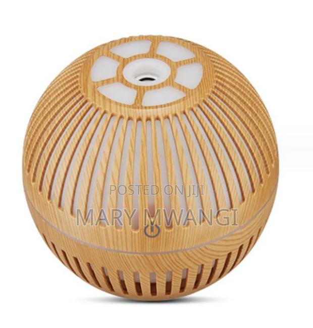 Wood Grain Round Shape Air Humidifier Usb - thumbnail 2