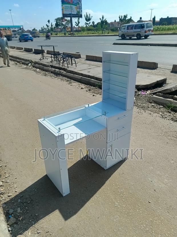 Manicure Table White With Glass Top and Shelves
