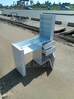 Manicure Table White With Glass Top and Shelves 