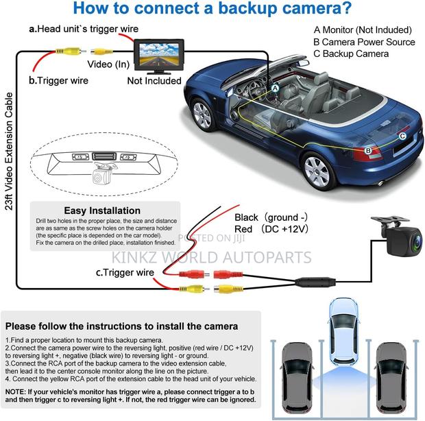 Backup Camera Wide Angle Reverse Camera - Universal Rearview - thumbnail 6