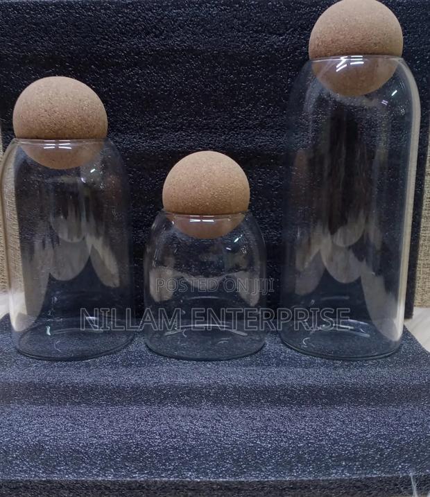 Open Ball Cork Transparent Jar With Bamboo Lid* - thumbnail 2