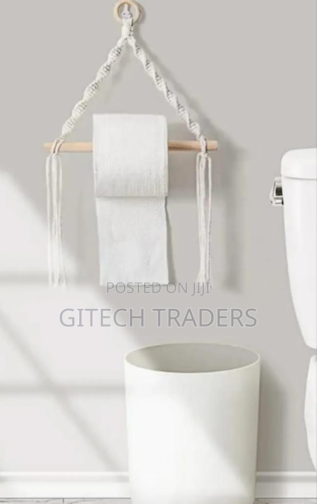 *Toilet Paper Holder Tapestry Macrame Vintage