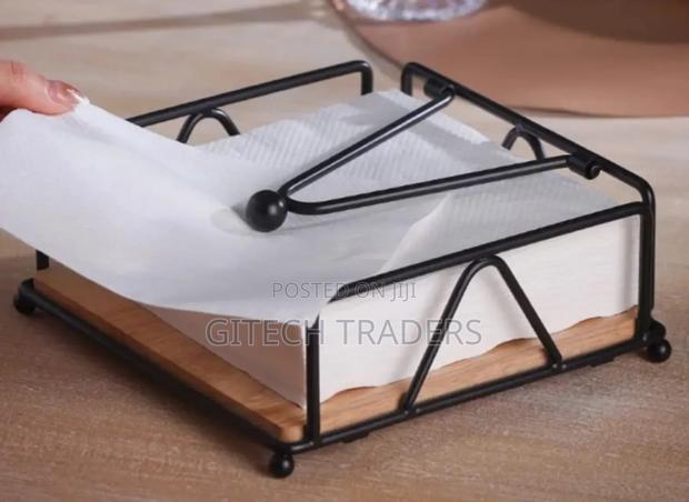 Napkin/ Serviette Holder With Bamboo Wood Base