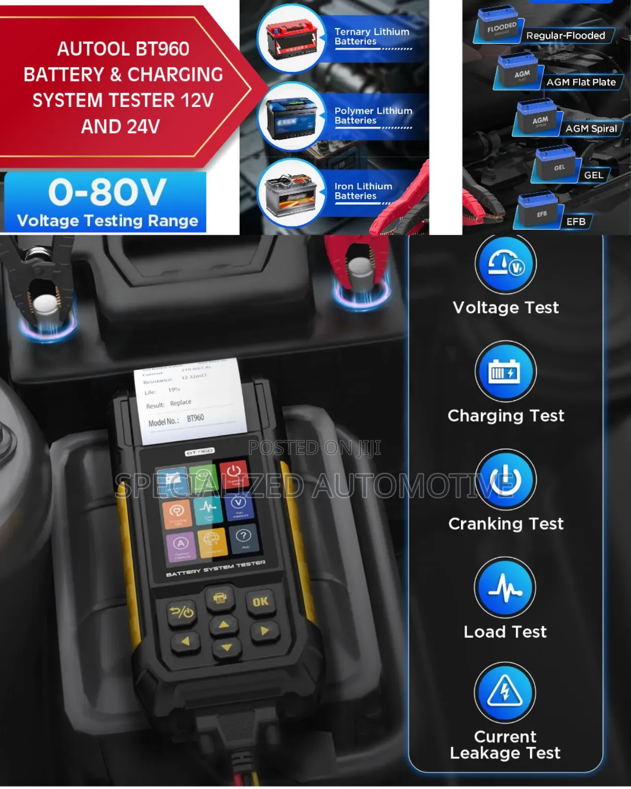 Car Battery Advance Tester Autool Bt960 Battery Charging System Tester