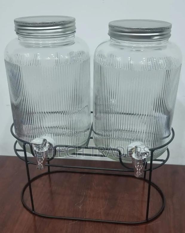 Black Steel Base 2in1 Each 3.8l Clear Glass Beverage
