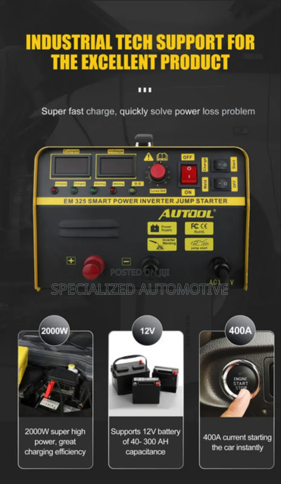 Autool Em325 Vehicle Jump Starter, Battery Charger Welding