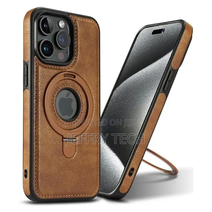 iPhone 13 Pro Max Leather Case, Magsafe, Stand Ring - Brown