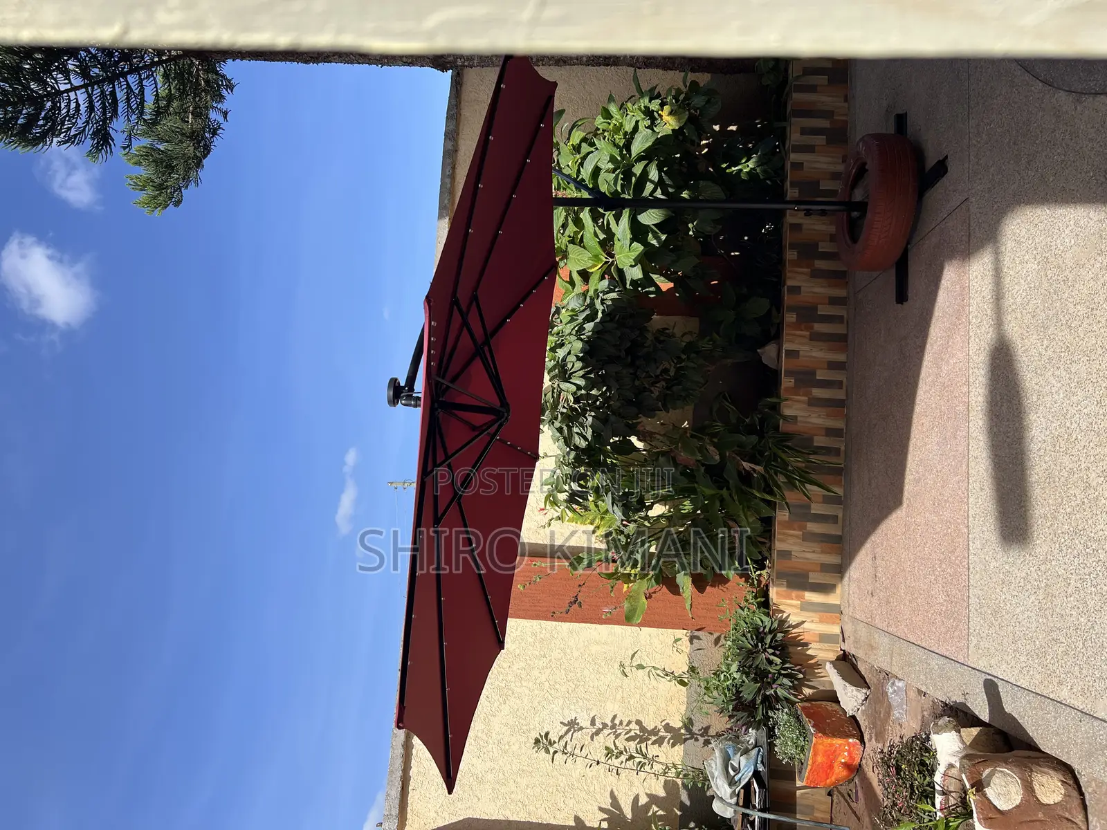 Durable Parasol Umbrella for Shade With Solar Lights