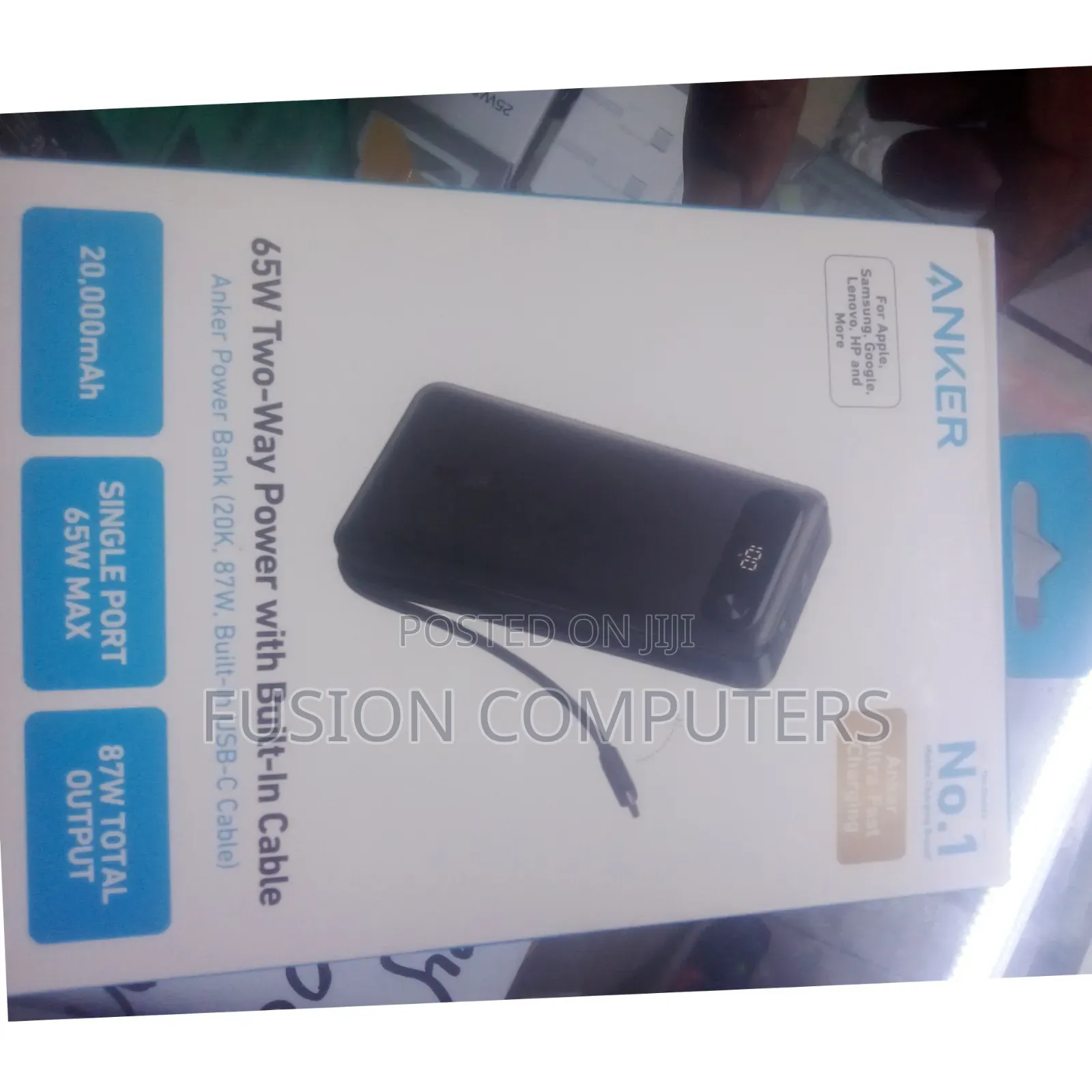 Anker Power Bank (, 87w, Built-in Usb-C Cable)