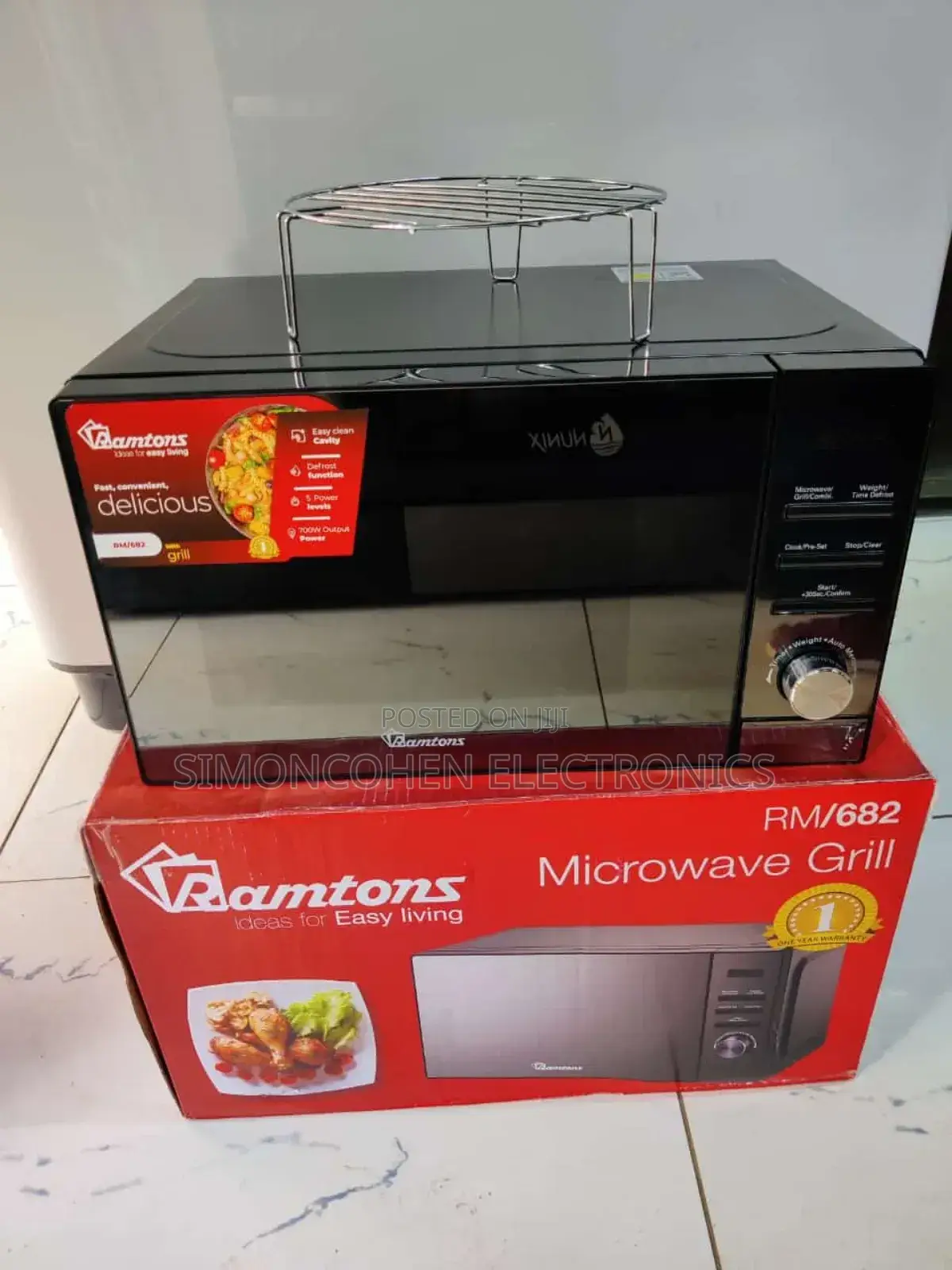 Ramtons 20litres Digital Microwave With Grill (Black Glass)