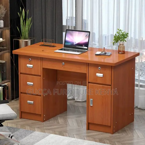 Office Tables:120cm Modern Secure Office Desk Natural Wood