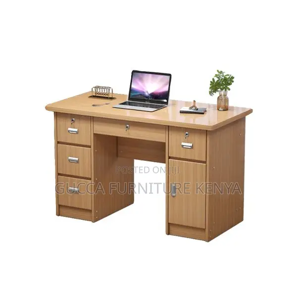 Office Tables:120cm Modern Secure Office Desk Natural Wood