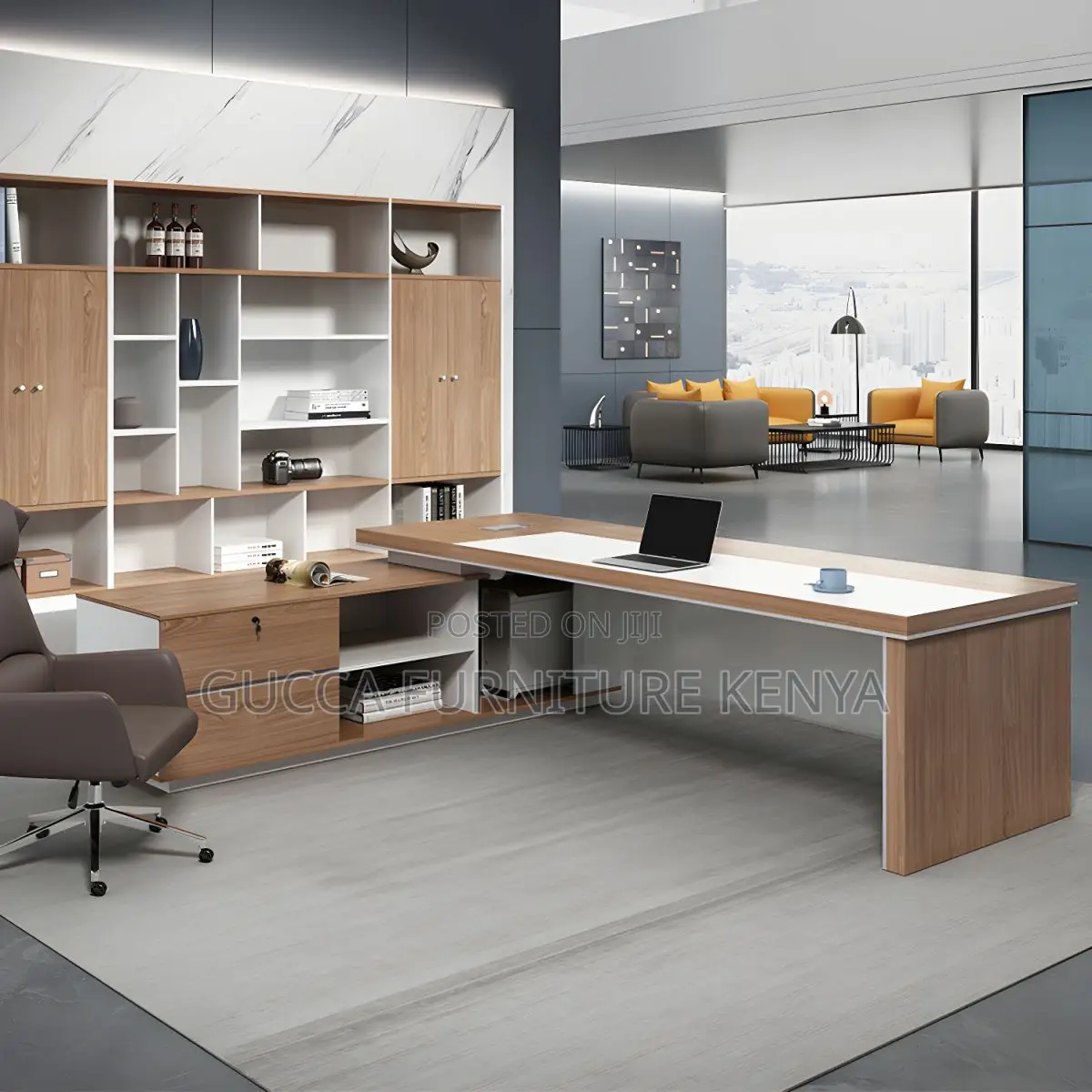 Office Tables:160cm L-Shape Wood Rectangular Executive Desk
