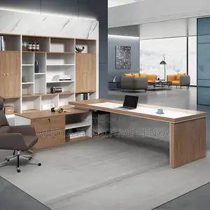 Office Tables:160cm L-Shape Wood Rectangular Executive Desk